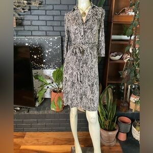 Lapis Slinky Button Down Belted Dress